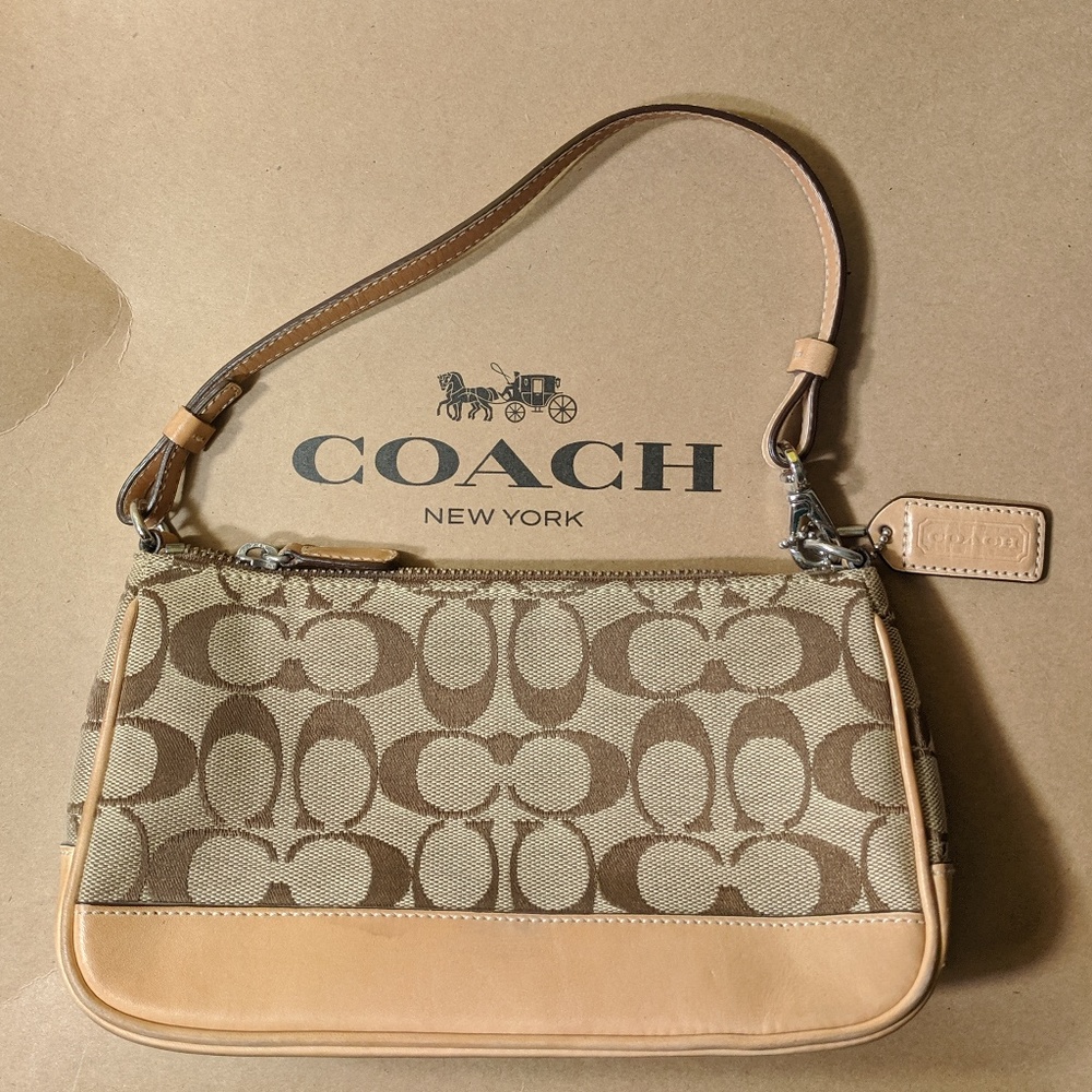 AUTHENTIC Coach KHAKI & BROWN Signature Demi Bag